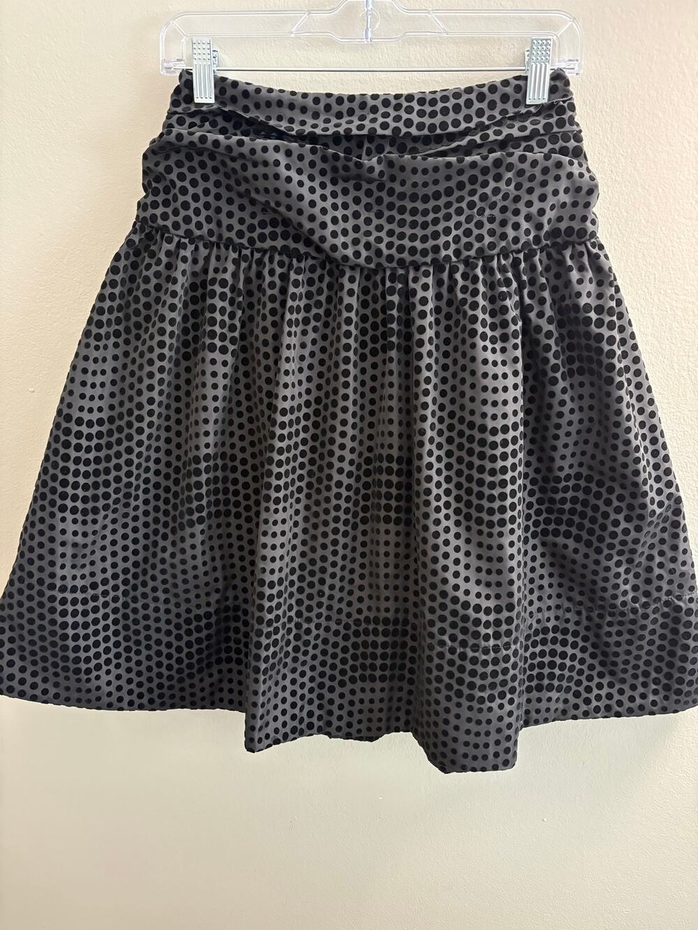 Maeve Anthropologie Black Velvet Polka Dot Flared A-Line Skirt Size 0 NWT
